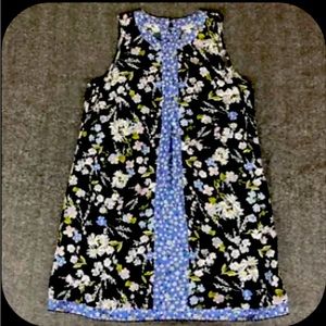 J Jill Womens Dress Size XL Floral Black
Blue Sleeveless Shift Knee Length
